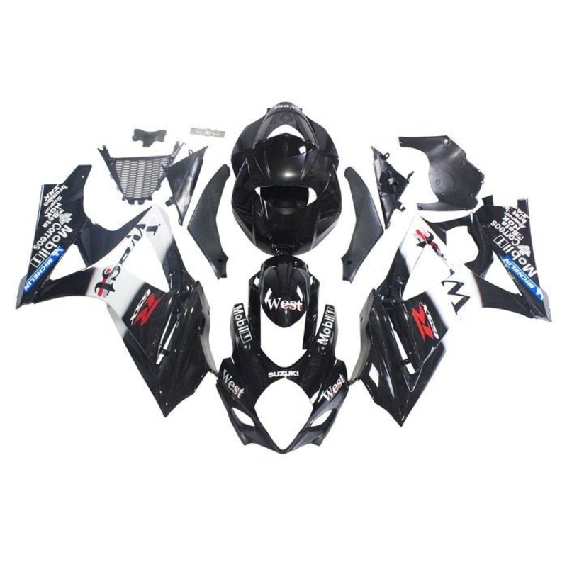 Suzuki GSXR1000 (2007-2008) Black, White, West Fairings No Seat Cowl No Bolt Kit No Tank