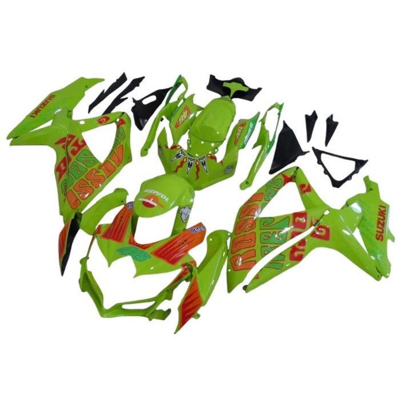 Suzuki GSXR600 (2008-2010) Green, Orange Rossi #46 Fairings No Seat Cowl No Bolt Kit No Tank