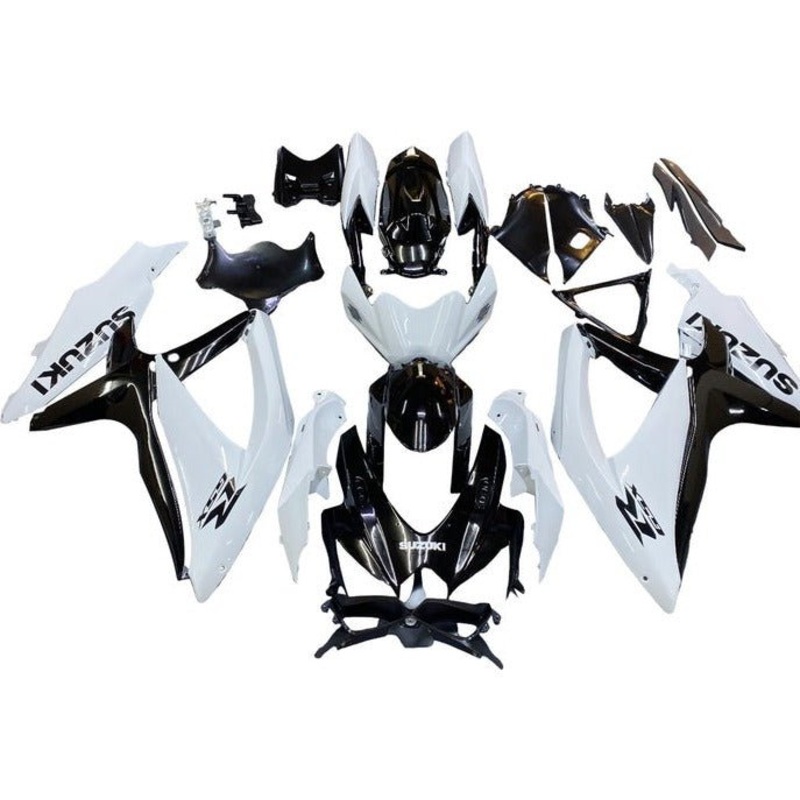 Suzuki GSXR600 (2008-2010) White, Black Fairings No Seat Cowl No Bolt Kit No Tank