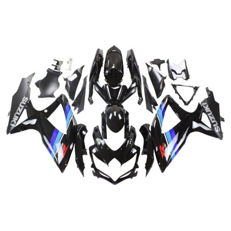 Suzuki GSXR750 (2008-2010) Black, Blue, White, Stripes Fairings No Seat Cowl No Bolt Kit No Tank