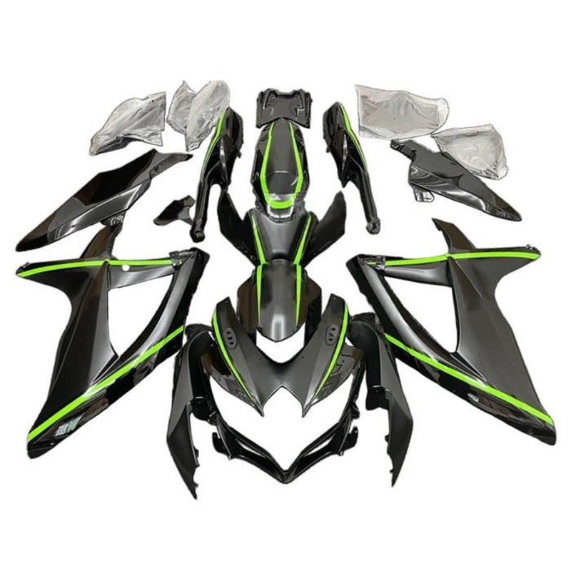 Suzuki GSXR750 (2008-2010) Black, Green Stripe Fairings No Seat Cowl No Bolt Kit No Tank