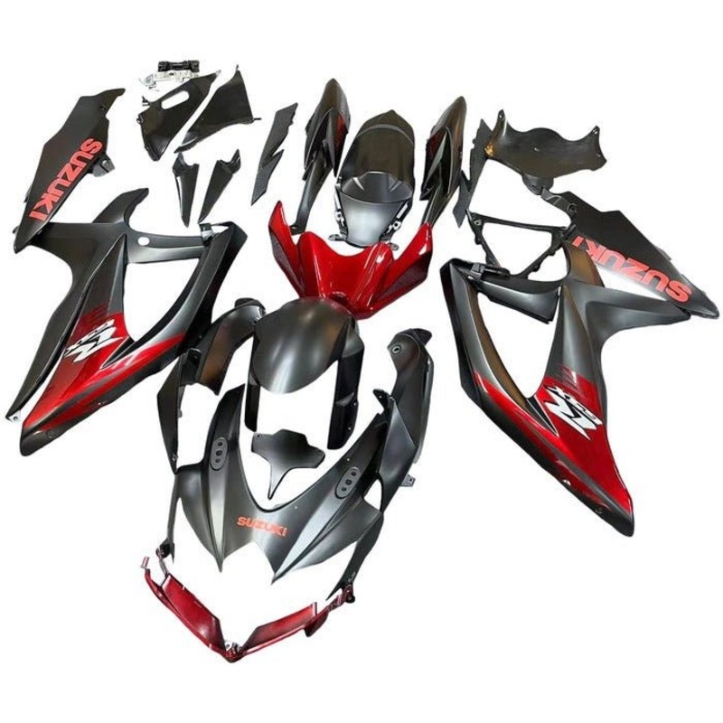 Suzuki GSXR750 (2008-2010) Matte Black, Dark Red Fairings No Seat Cowl No Bolt Kit No Tank