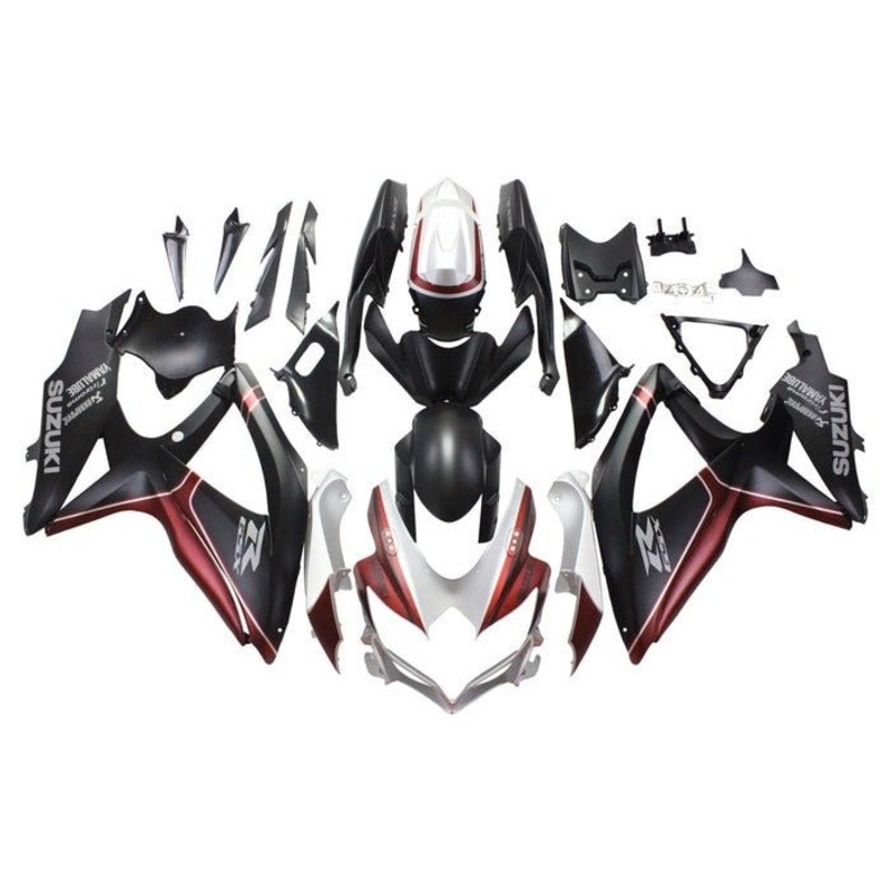 Suzuki GSXR750 (2008-2010) Matte Black, Dark Red, White Fairings No Seat Cowl No Bolt Kit No Tank
