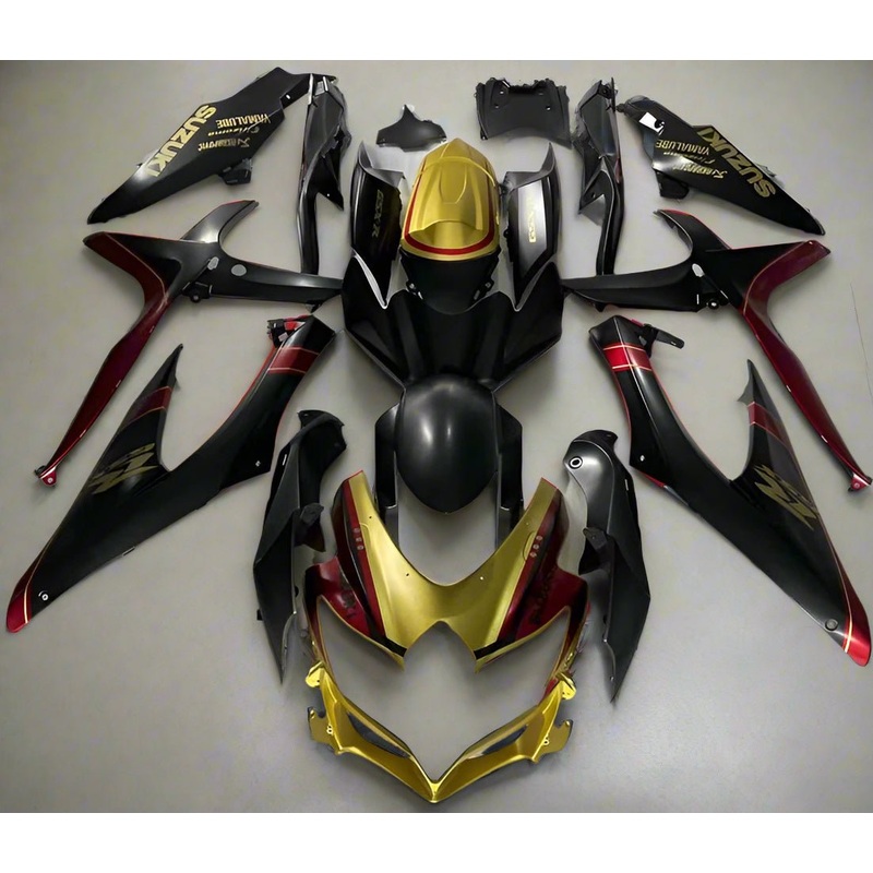Suzuki GSXR750 (2008-2010) Matte Black, Gold, Dark Red Fairings No Seat Cowl No Bolt Kit No Tank
