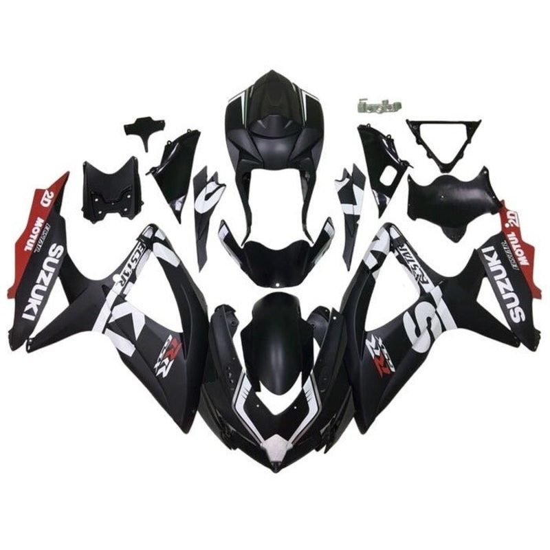 Suzuki GSXR750 (2008-2010) Matte Black, White, Red Fairings No Seat Cowl No Bolt Kit No Tank