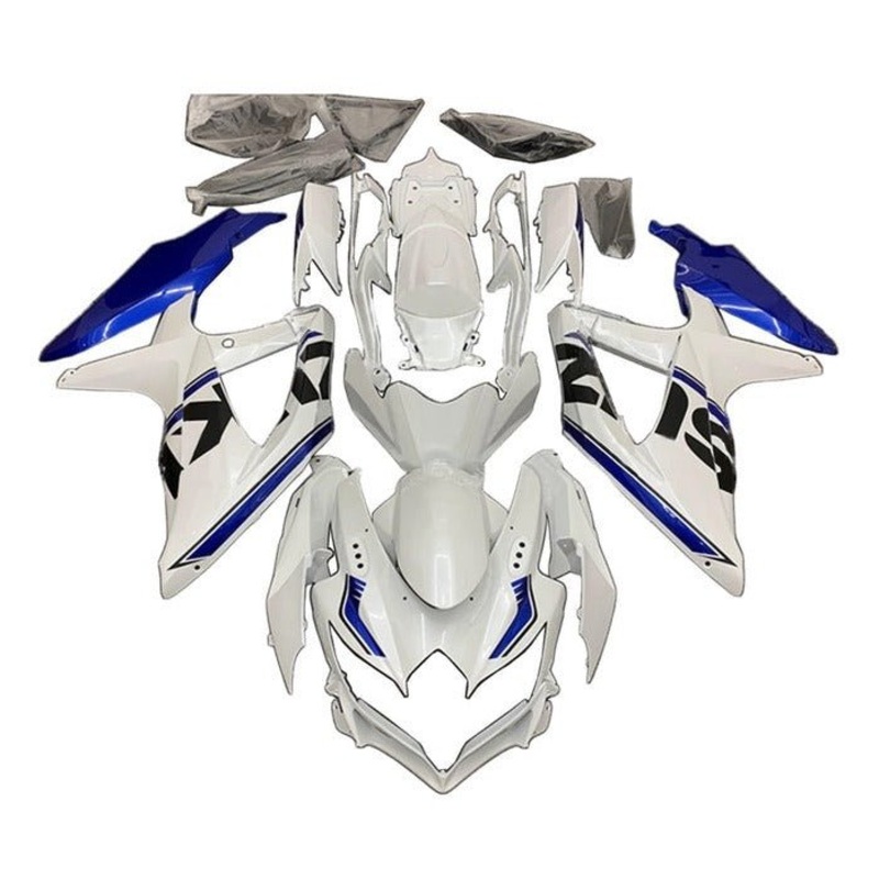 Suzuki GSXR750 (2008-2010)White, Black, Blue Stripe Fairings No Seat Cowl No Bolt Kit No Tank