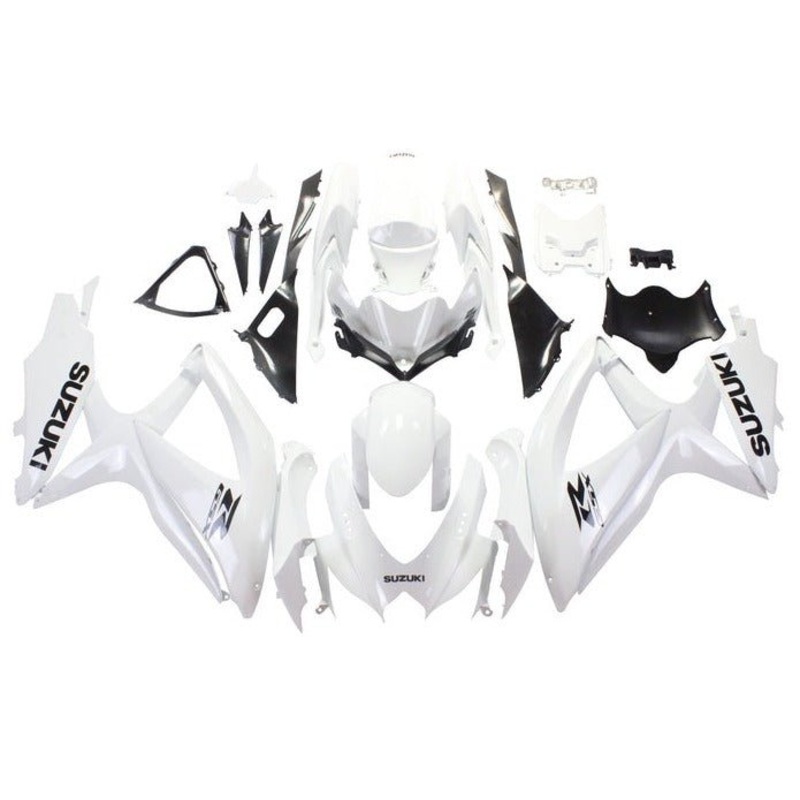 Suzuki GSXR750 (2008-2010) White, Black Gloss Fairings No Seat Cowl No Bolt Kit No Tank