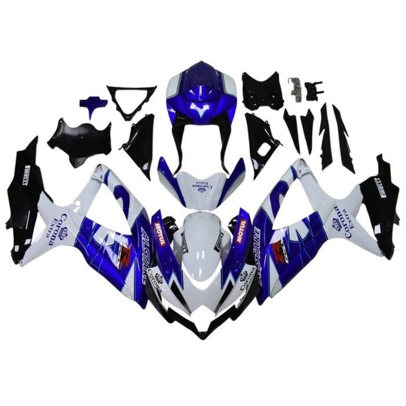 Suzuki GSXR750 (2008-2010) White, Blue, Black Corona Fairings No Seat Cowl No Bolt Kit No Tank