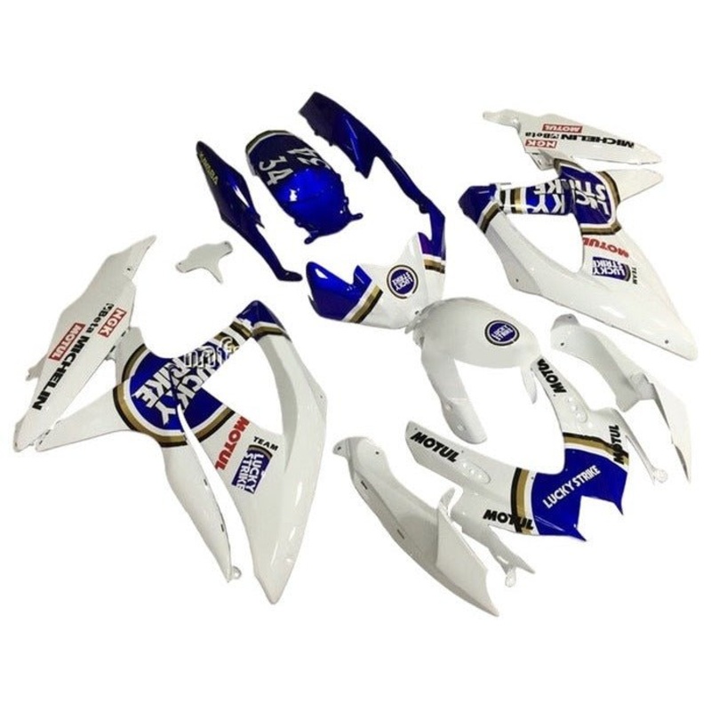 Suzuki GSXR750 (2008-2010) White, Blue Lucky Strike Fairings No Seat Cowl No Bolt Kit No Tank
