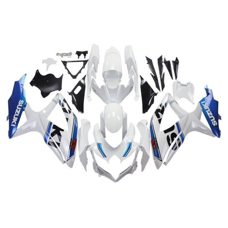 Suzuki GSXR750 (2008-2010) White, Blue Stripe Fairings No Seat Cowl No Bolt Kit No Tank