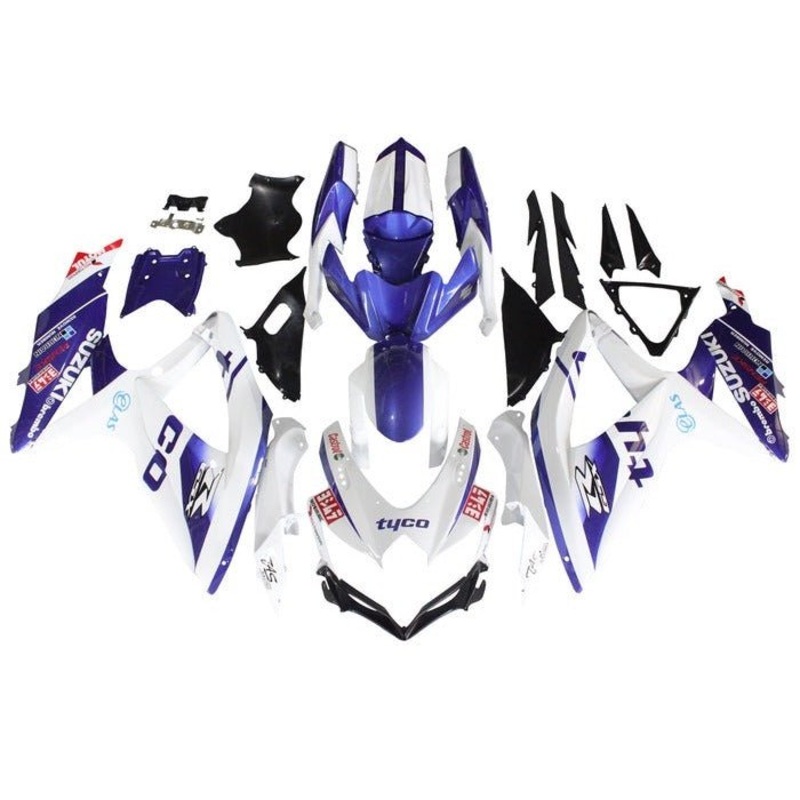 Suzuki GSXR750 (2008-2010) White, Blue Tyco Fairings No Seat Cowl No Bolt Kit No Tank