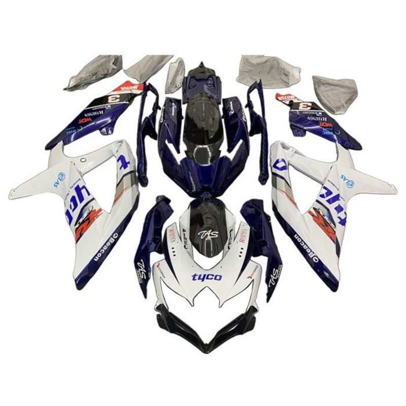 Suzuki GSXR750 (2008-2010) White, Dark Blue Tyco Fairings No Seat Cowl No Bolt Kit No Tank