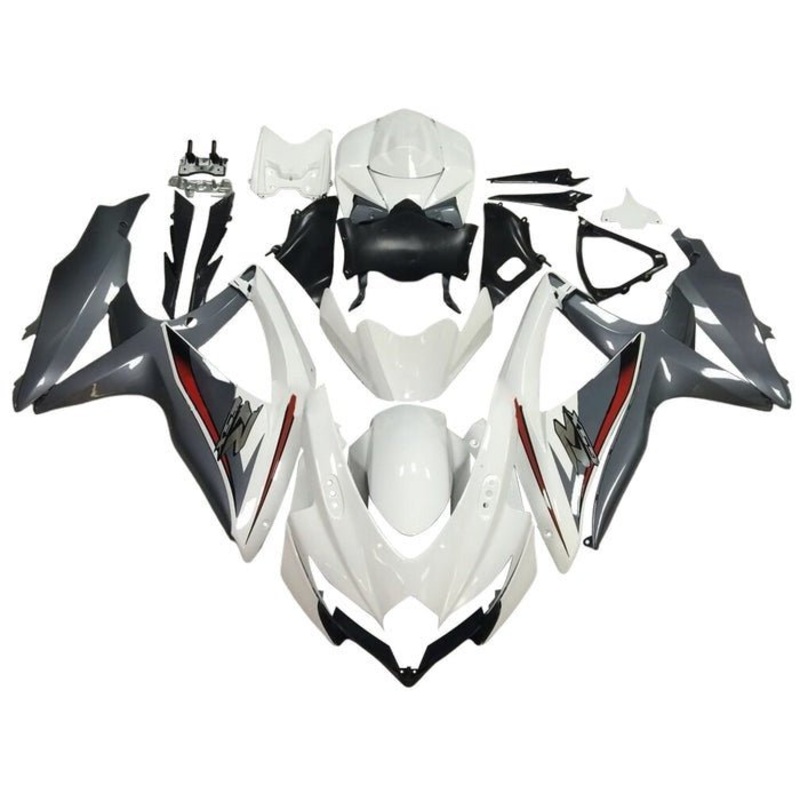 Suzuki GSXR750 (2008-2010) White, Gray, Red Fairings No Seat Cowl No Bolt Kit No Tank