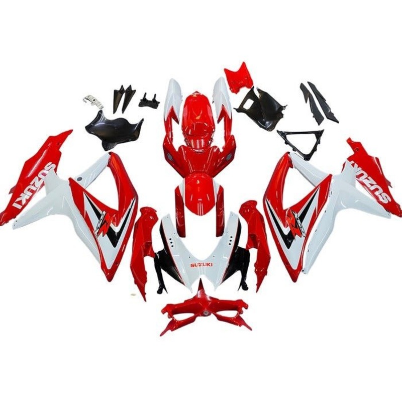 Suzuki GSXR750 (2008-2010) White, Red, Black Fairings No Seat Cowl No Bolt Kit No Tank