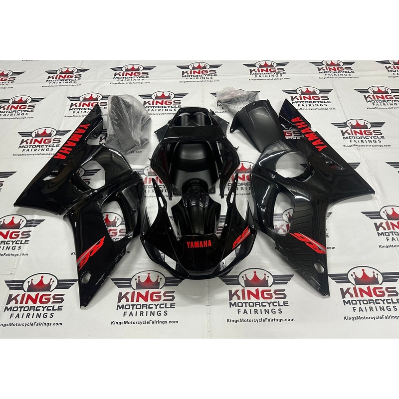Yamaha YZF-R6 (1998-2002) Black, Red Fairings Clear Windscreen: Free No Bolt Kit