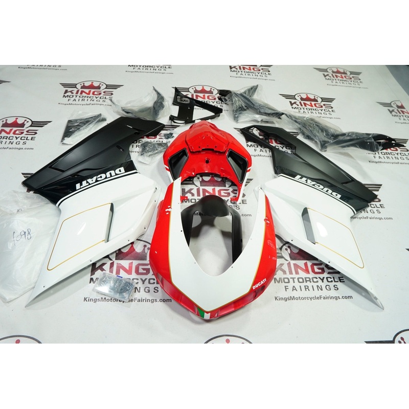 Ducati 1098 (2007-2012) Red, White, Matte Black, Gold Fairings Clear Windscreen: Free No Seat Cowl No Bolt Kit
