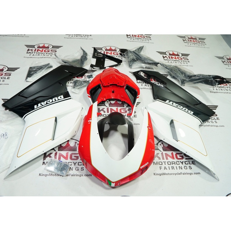 Ducati 1198 (2007-2012) Red, White, Matte Black, Gold Fairings Clear Windscreen: Free No Seat Cowl No Bolt Kit