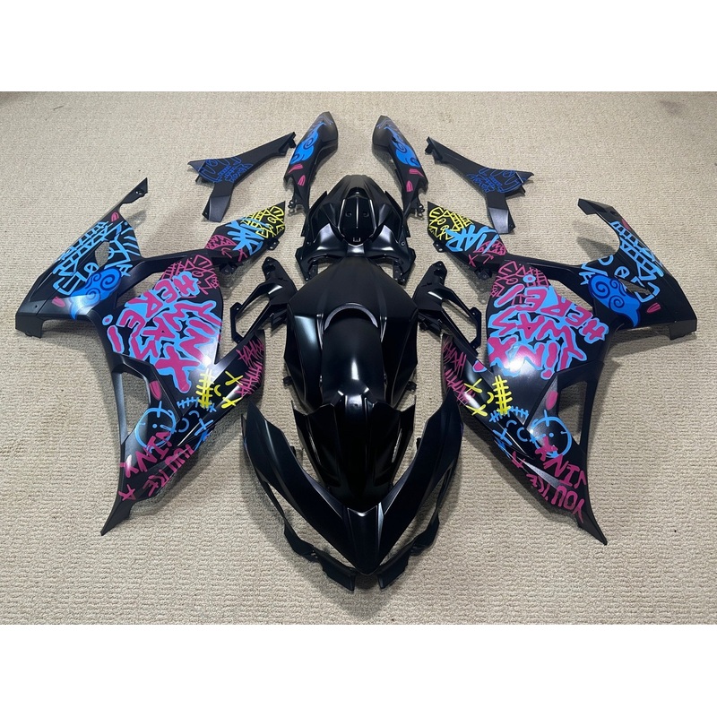 Fairings for Kawasaki Ninja 400 (2018-2023) Matte Black, Blue, Jinx No Tank No Seat Cowl No Bolt Kit