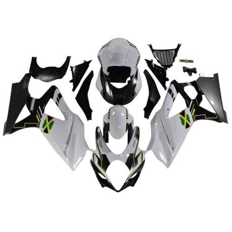 Suzuki GSXR1000 (2007-2008) White, Black Jamaica Fairings No Seat Cowl No Bolt Kit No Tank
