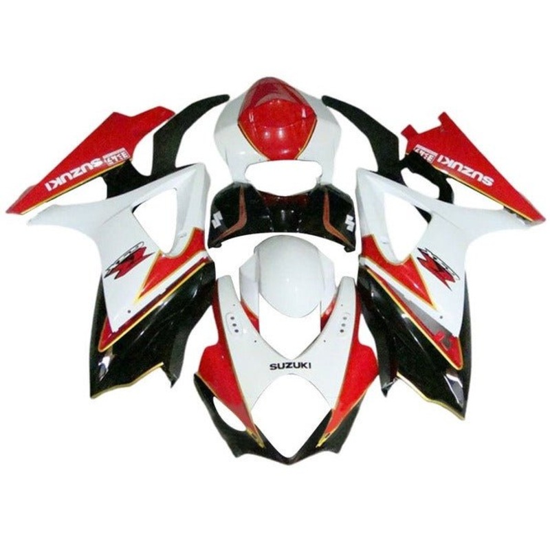 Suzuki GSXR1000 (2007-2008) White, Black, Red, Gold Fairings No Seat Cowl No Bolt Kit No Tank