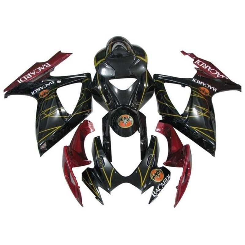 Suzuki GSXR600 (2006-2007) Black, Dark Red, Gold, Bacardi Fairings No Seat Cowl No Bolt Kit No Tank