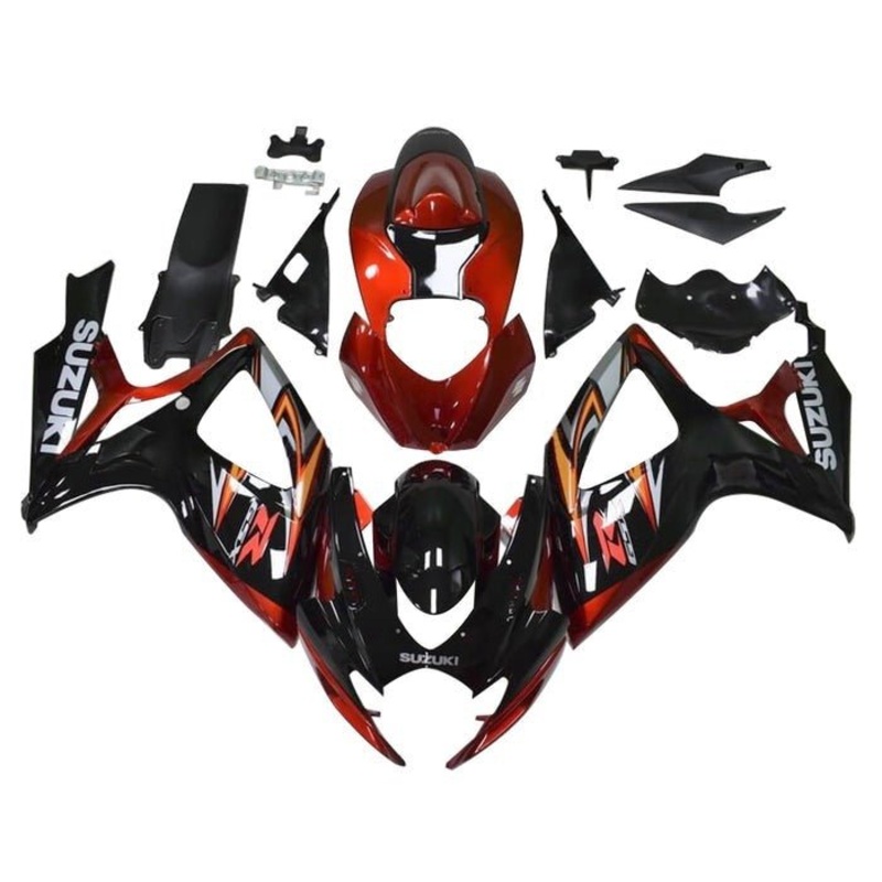 Suzuki GSXR600 (2006-2007) Black, Dark Red, Gray Fairings No Seat Cowl No Bolt Kit No Tank