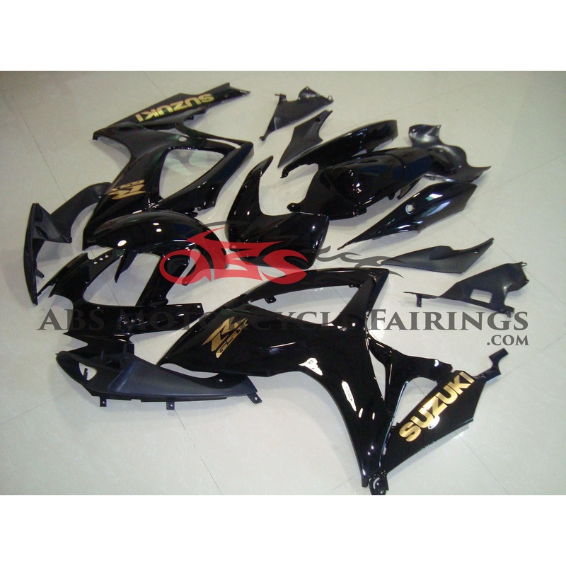 Suzuki GSXR600 (2006-2007) Gloss Black, Gold Fairings No Seat Cowl No Bolt Kit No Tank