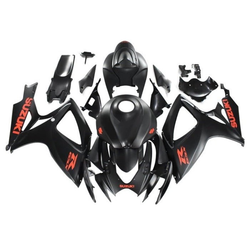 Suzuki GSXR600 (2006-2007) Matte Black, Red Fairings No Seat Cowl No Bolt Kit No Tank