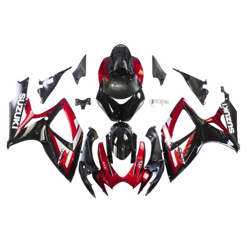 Suzuki GSXR750 (2006-2007) Black, Dark Red, White Fairings No Seat Cowl No Bolt Kit No Tank