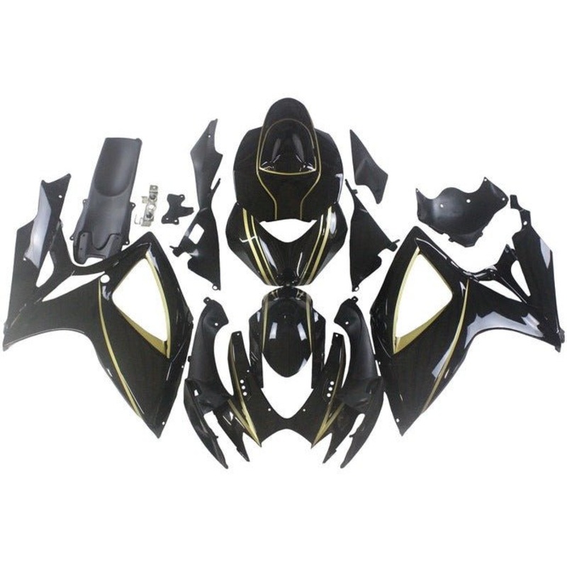 Suzuki GSXR750 (2006-2007) Black, Gold Stripe Fairings No Seat Cowl No Bolt Kit No Tank