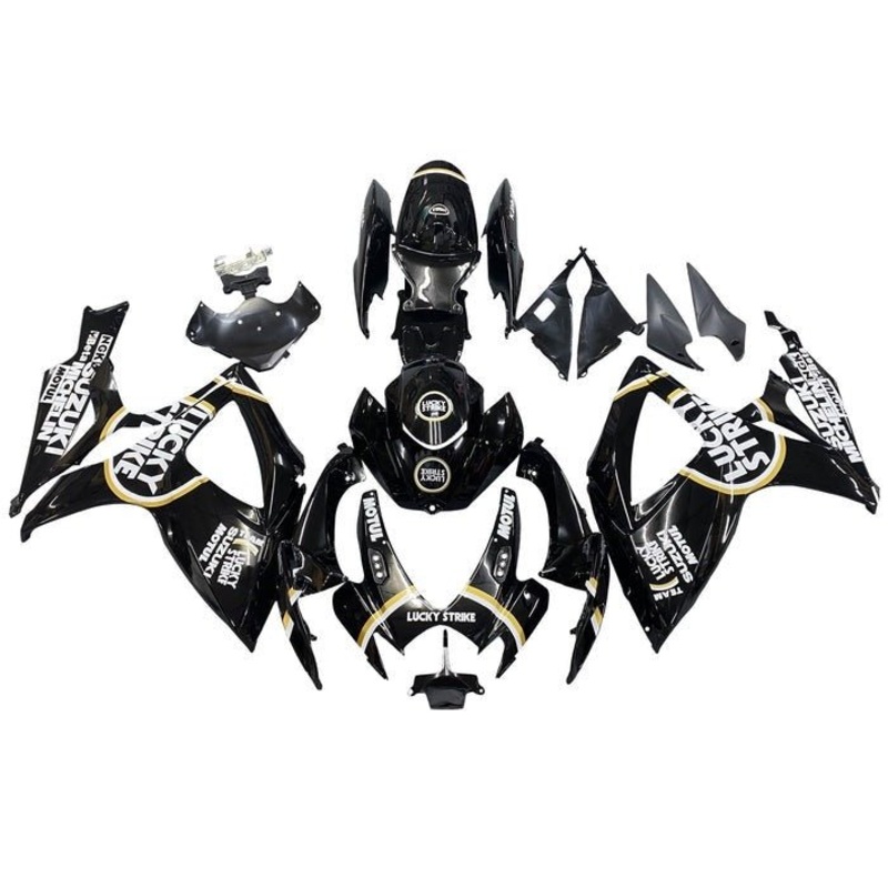 Suzuki GSXR750 (2006-2007) Black, White, Gold Lucky Strike Fairings No Seat Cowl No Bolt Kit No Tank