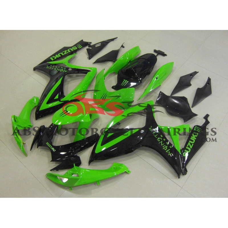 Suzuki GSXR750 (2006-2007) Green, Black Monster Energy Fairings No Seat Cowl No Bolt Kit No Tank
