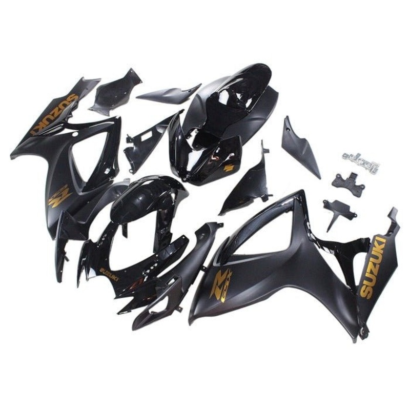 Suzuki GSXR750 (2006-2007) Matte Black, Gloss Black, Gold Fairings No Seat Cowl No Bolt Kit No Tank