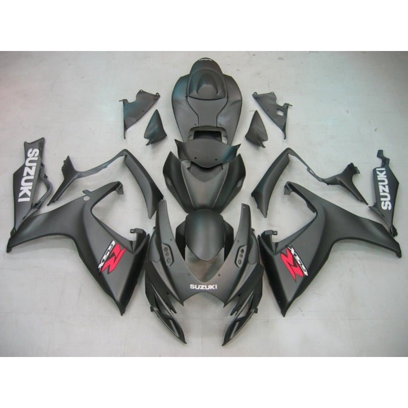 Suzuki GSXR750 (2006-2007) Matte Black, White, Red Fairings No Seat Cowl No Bolt Kit No Tank