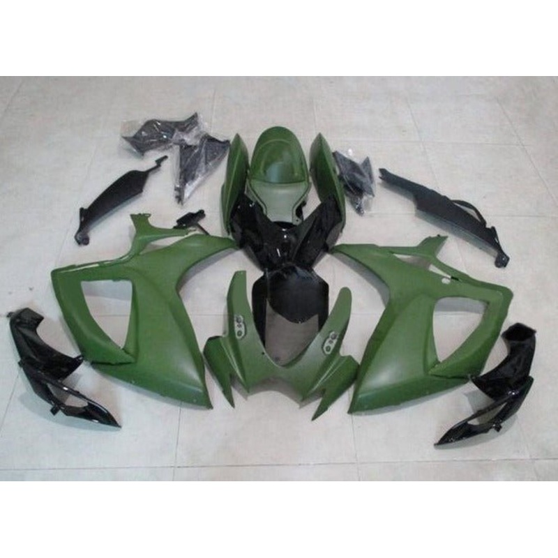 Suzuki GSXR750 (2006-2007) Matte Green, Gloss Black Fairings No Seat Cowl No Bolt Kit No Tank