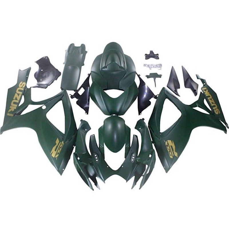 Suzuki GSXR750 (2006-2007) Matte Green, Gold Fairings No Seat Cowl No Bolt Kit No Tank