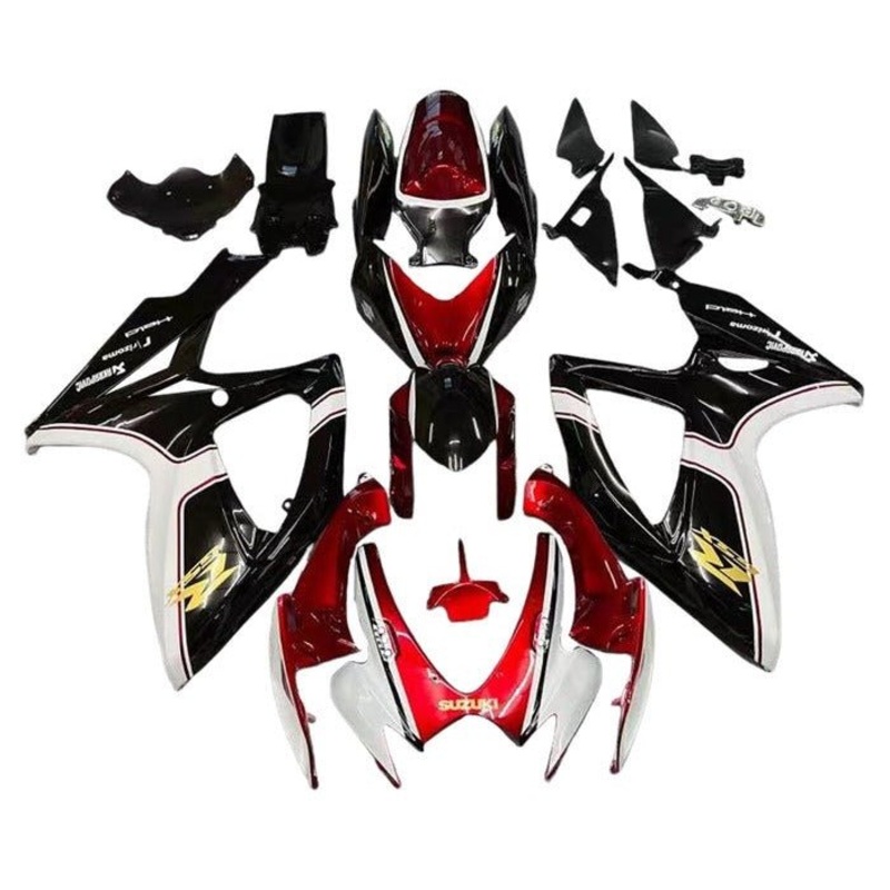 Suzuki GSXR750 (2006-2007) White, Black, Dark Red, Gold Fairings No Seat Cowl No Bolt Kit No Tank