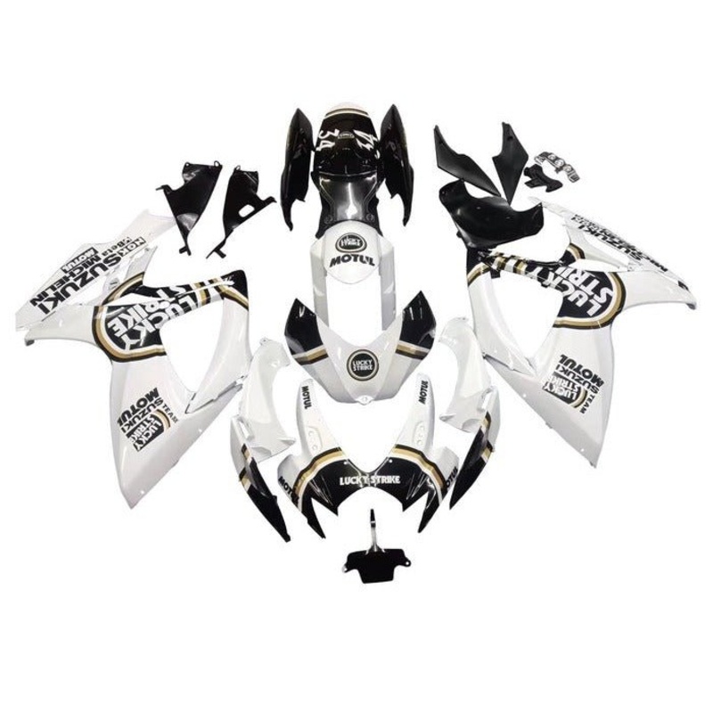 Suzuki GSXR750 (2006-2007) White, Black, Gold Lucky Fairings No Seat Cowl No Bolt Kit No Tank