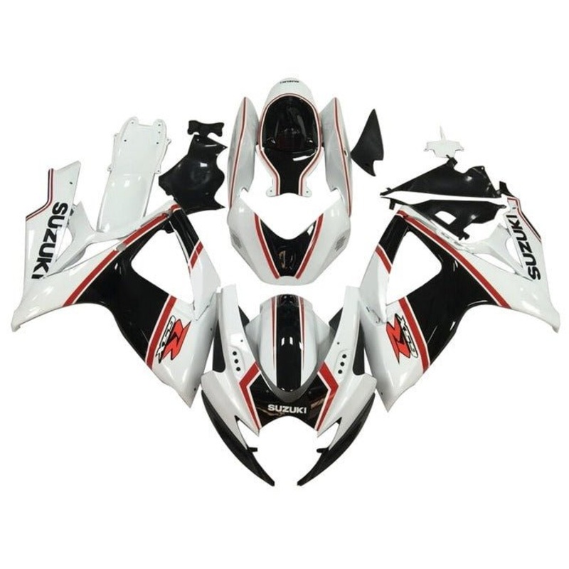 Suzuki GSXR750 (2006-2007) White, Black, Red Stripe Fairings No Seat Cowl No Bolt Kit No Tank