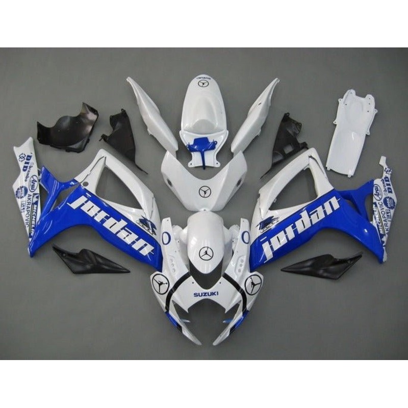 Suzuki GSXR750 (2006-2007) White, Blue Jordan Fairings No Seat Cowl No Bolt Kit No Tank