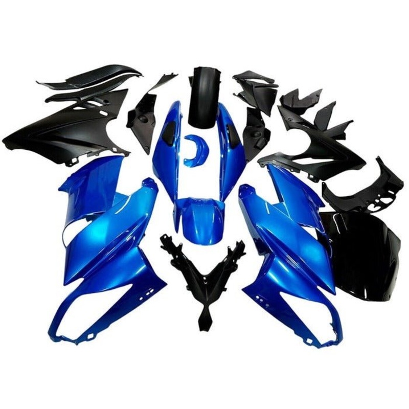 Fairings for Kawasaki Ninja 650 (2009-2011) Blue, Matte Black Clear Windscreen: Free No Bolt Kit