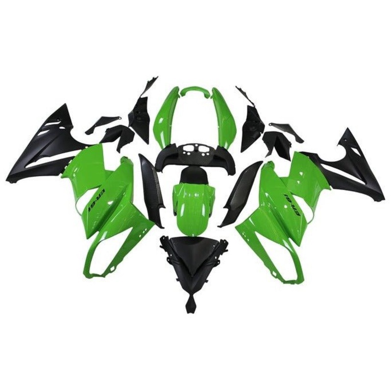 Fairings for Kawasaki Ninja 650 (2009-2011) Green, Matte Black Clear Windscreen: Free No Bolt Kit