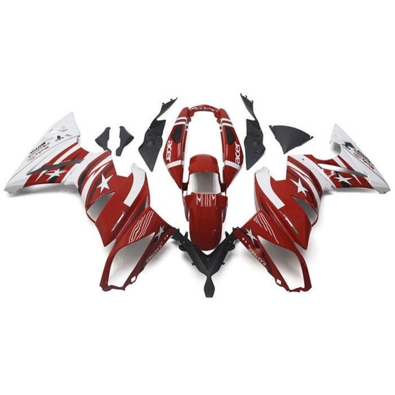 Fairings for Kawasaki Ninja 650 (2009-2011) Red, White Star Clear Windscreen: Free No Bolt Kit
