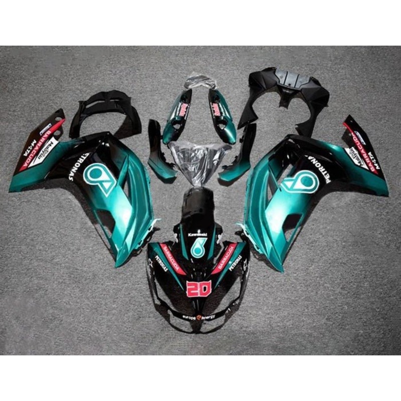 Fairings for Kawasaki Ninja 650 (2012-2016) Black, Blue Petronas Clear Windscreen: Free No Bolt Kit