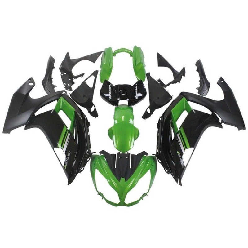 Fairings for Kawasaki Ninja 650 (2012-2016) Green, Black, Gray Clear Windscreen: Free No Bolt Kit