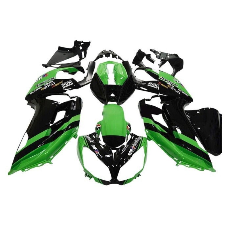 Fairings for Kawasaki Ninja 650 (2012-2016) Green, Black Stripe Clear Windscreen: Free No Bolt Kit