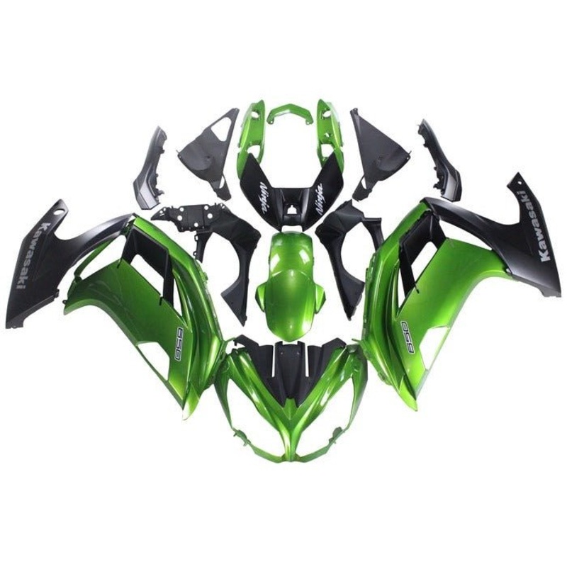 Fairings for Kawasaki Ninja 650 (2012-2016) Green, Matte Black Clear Windscreen: Free No Bolt Kit