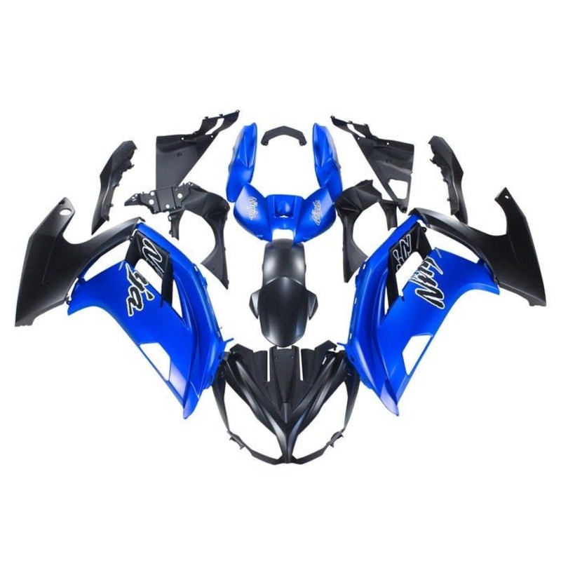 Fairings for Kawasaki Ninja 650 (2012-2016) Matte Blue, Matte Black Clear Windscreen: Free No Bolt Kit
