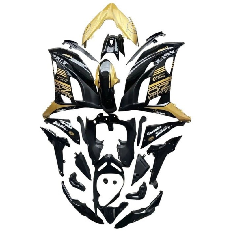 Fairings for Kawasaki Ninja 650 (2017-2019) Black, Gold Clear Windscreen: Free No Bolt Kit No Tank