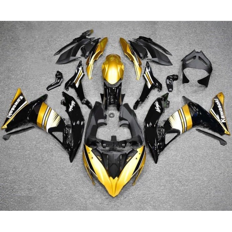 Fairings for Kawasaki Ninja 650 (2017-2019) Gold, Black, White Clear Windscreen: Free No Bolt Kit No Tank